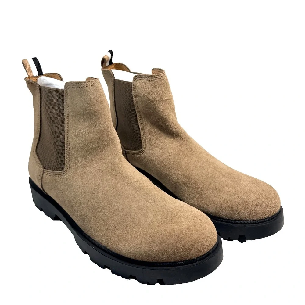 HUGO BOSS Adley Suede Chelsea Boots Men's Size 13 US / EU 46 Medium Beige NWOB